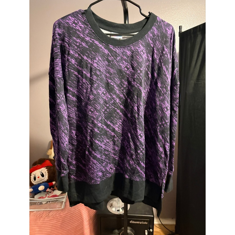 LuLaRoe Purple and Black Sweatshirt Sz L